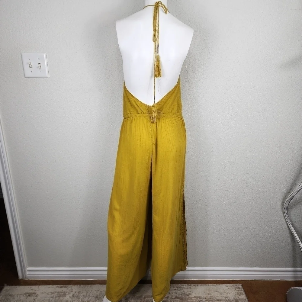Free People Gauze Gold Boho Jumpsuit Size XS - Picture 5 of 16